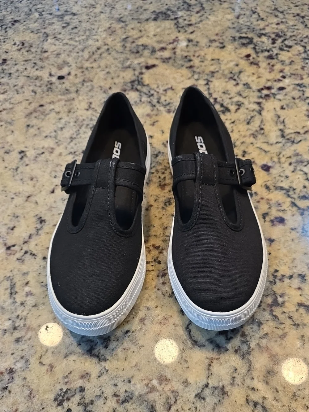 Soda Black Canvas Mary Jane Sneakers with White Sole - NWOB
